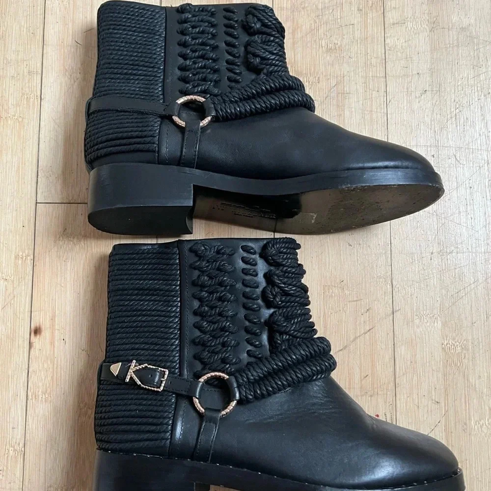 IVY KIRZHNER Women's Leather Bond Engineer Mid Top Boots in Asphalt Sz 7…